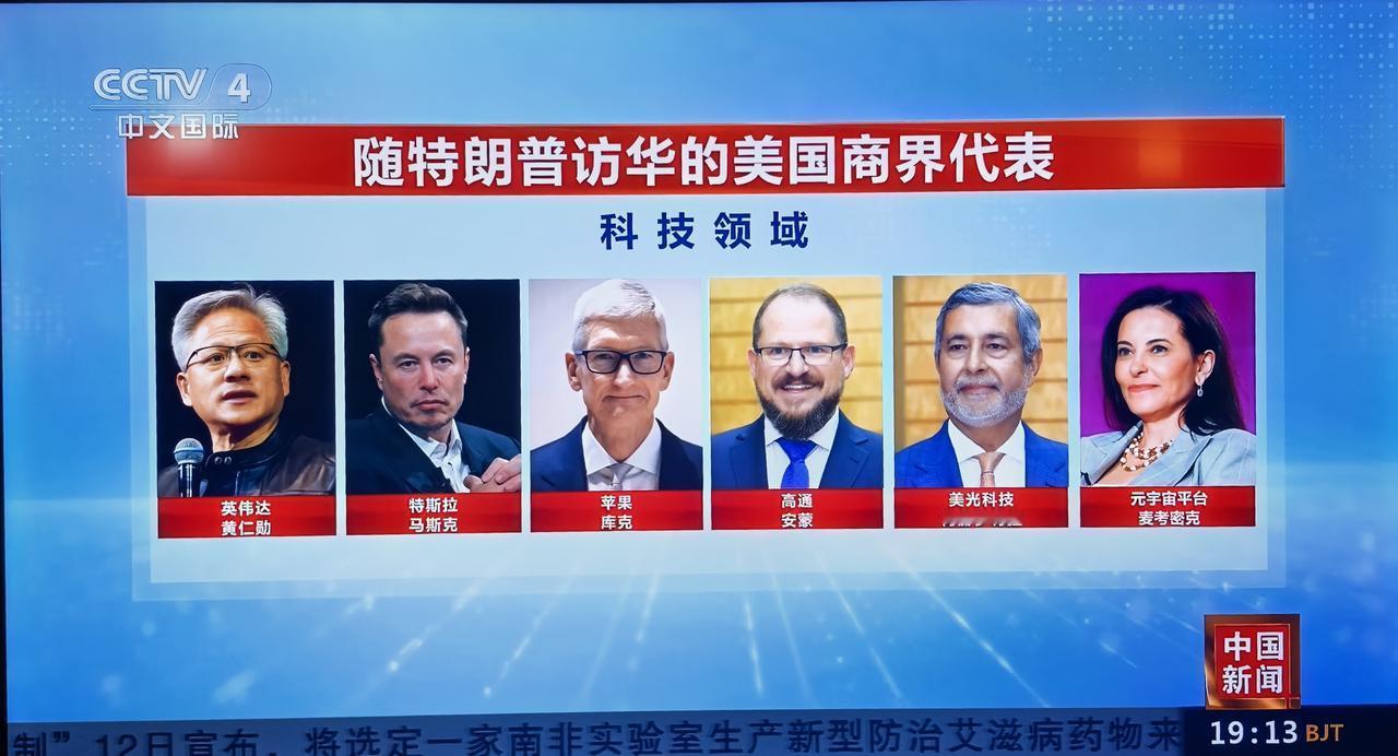【美科技六巨头簇拥来华】

算力巨头英伟达，市值5.47万亿美元。
电动车巨头特