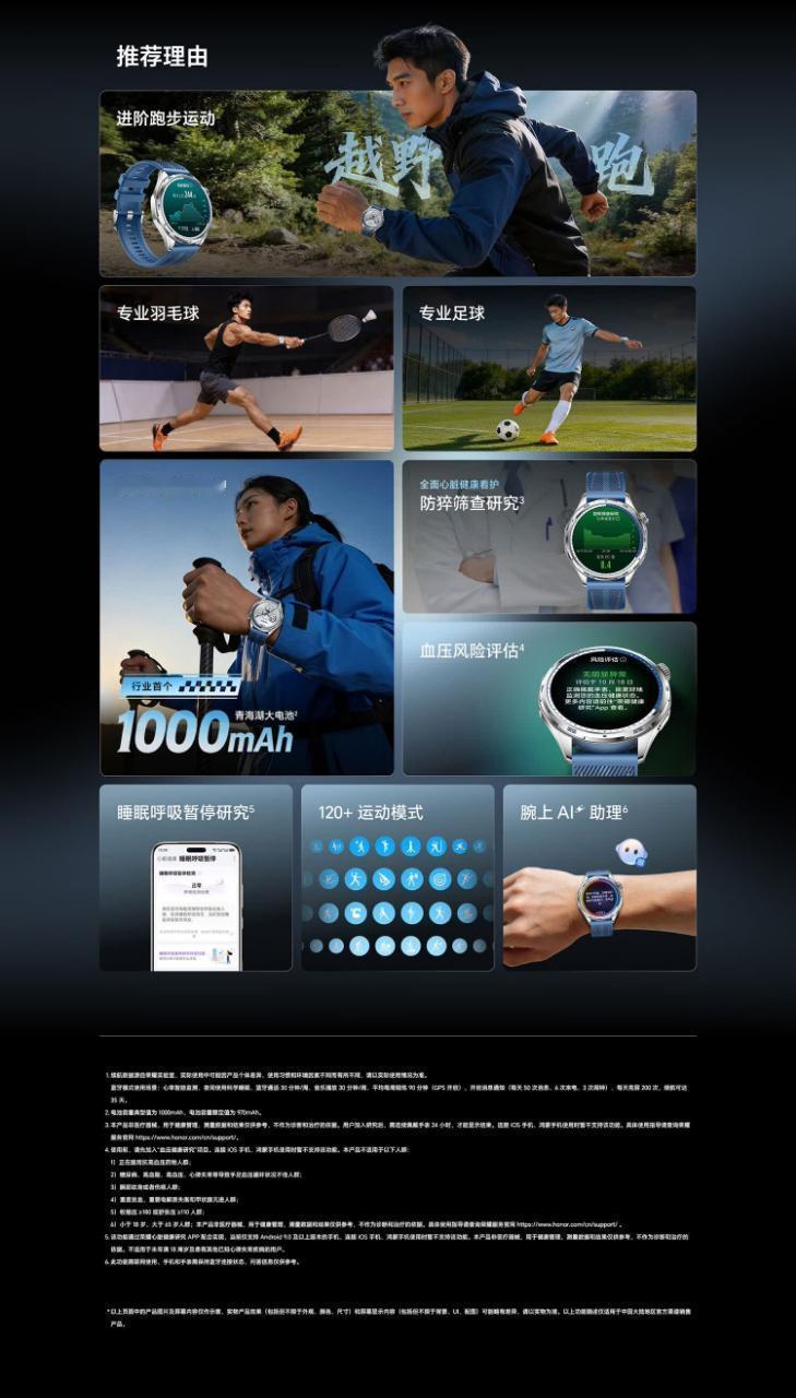 荣耀手表6 Plus应该是智能手表内最强的续航了，手表电池进入四位数时代 