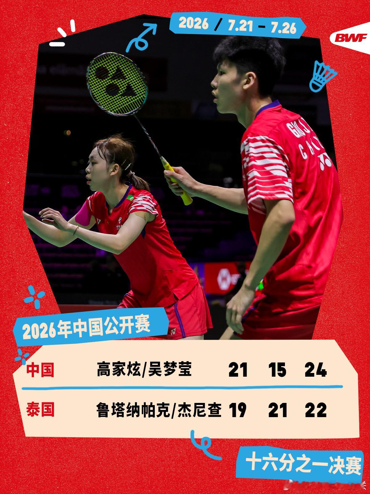2026年中国羽毛球公开赛 首日赛况🔥高家炫/吴梦莹2-1鲁塔纳帕克/杰尼查高