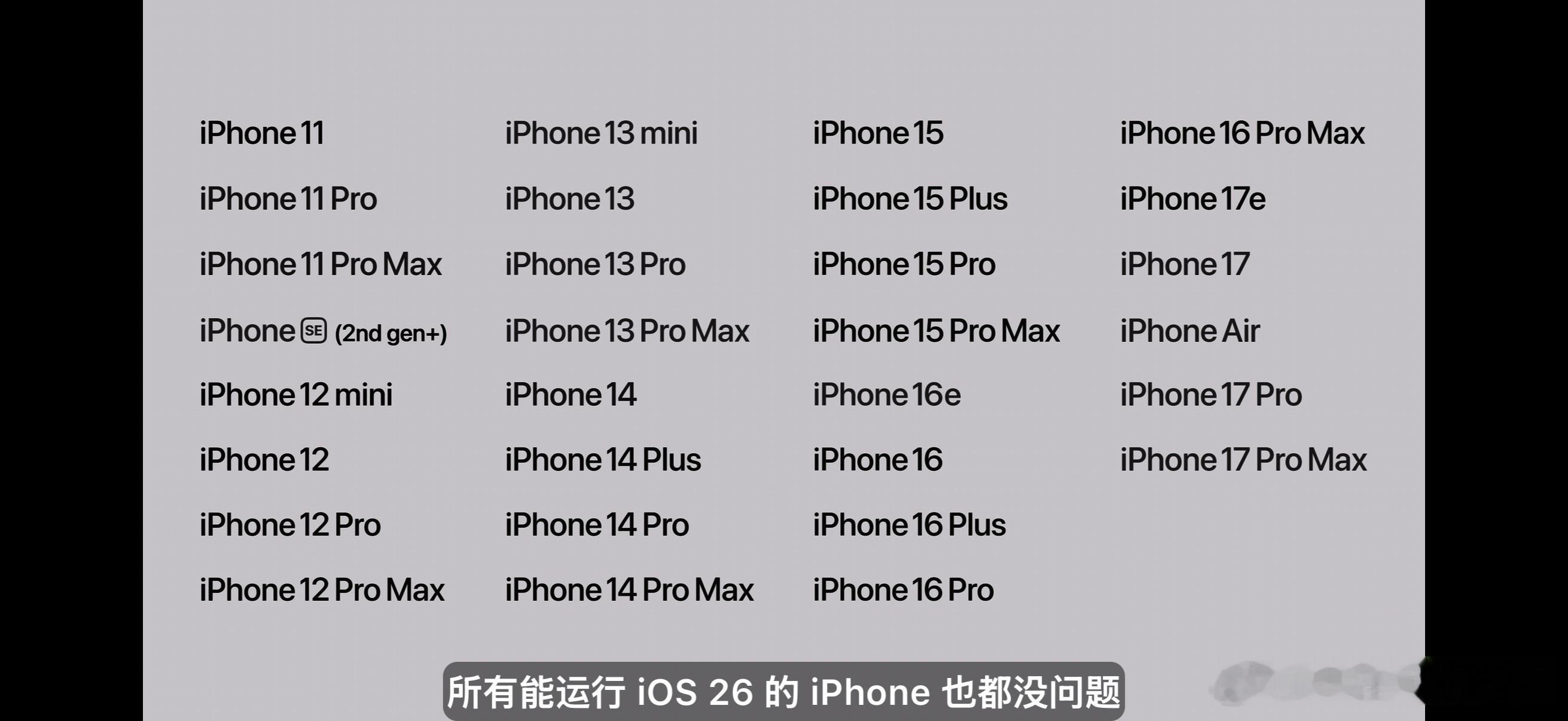 iPhone 11及以上的设备都支持更新iOS27wwdc26ios27