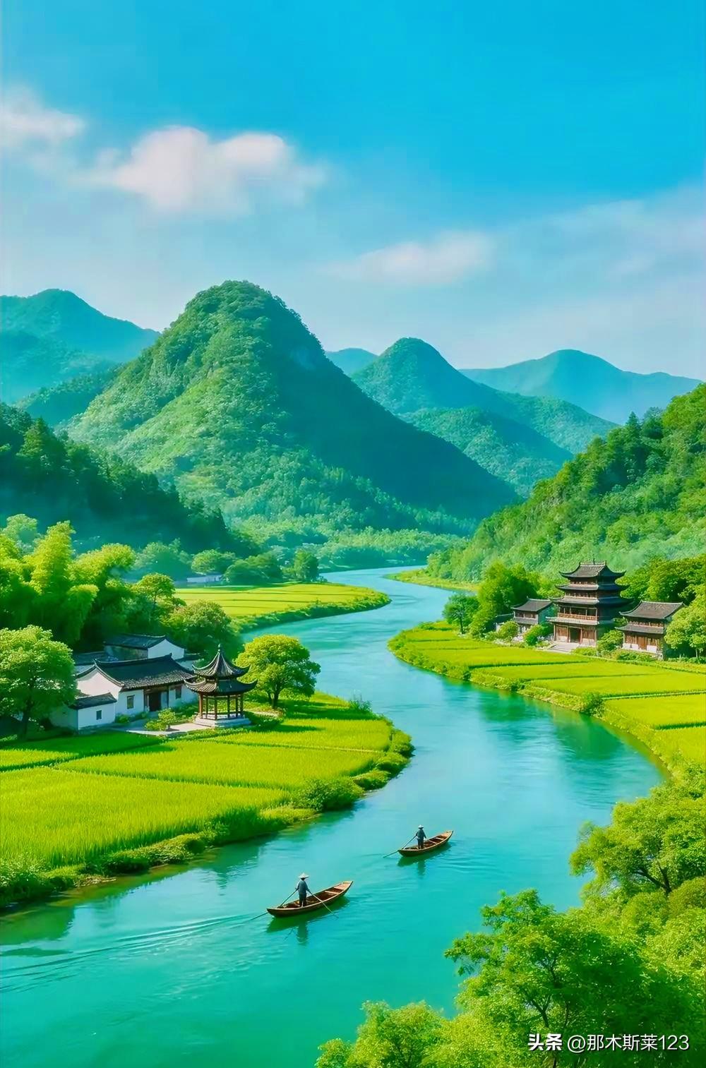 上联:一江春夏秋冬水(头条)
下联:两岸东西南北山(原创)
(网图侵删)