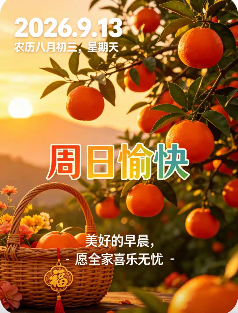 [福]2026./9月13日，🍁周日愉快，生活恬淡舒心，福运常伴身旁[福]
