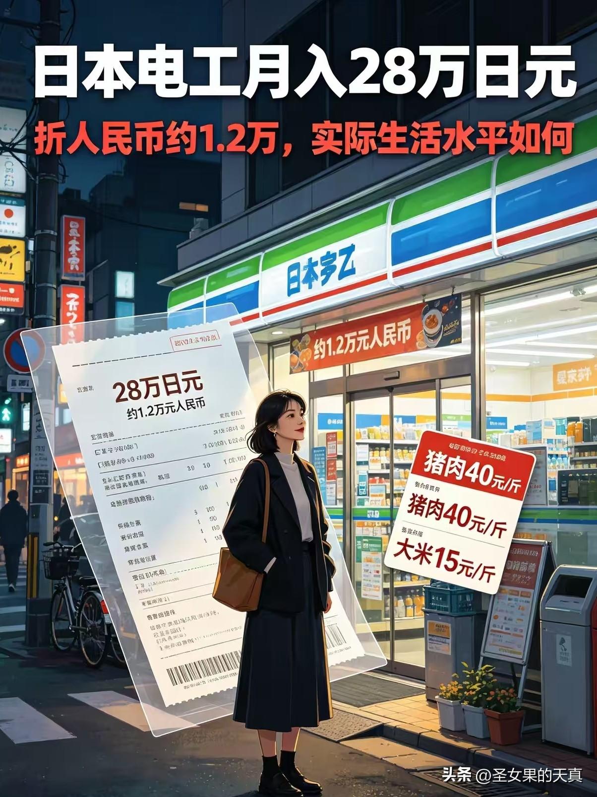 中国有一个女博士嫁到日本，她的老公在日本做电工，每个月的收入大约是28万日元，折