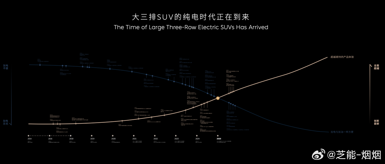 过去大三排 SUV 多依赖燃油与增程，如汉兰达、理想 L9 曾是标杆。但 202
