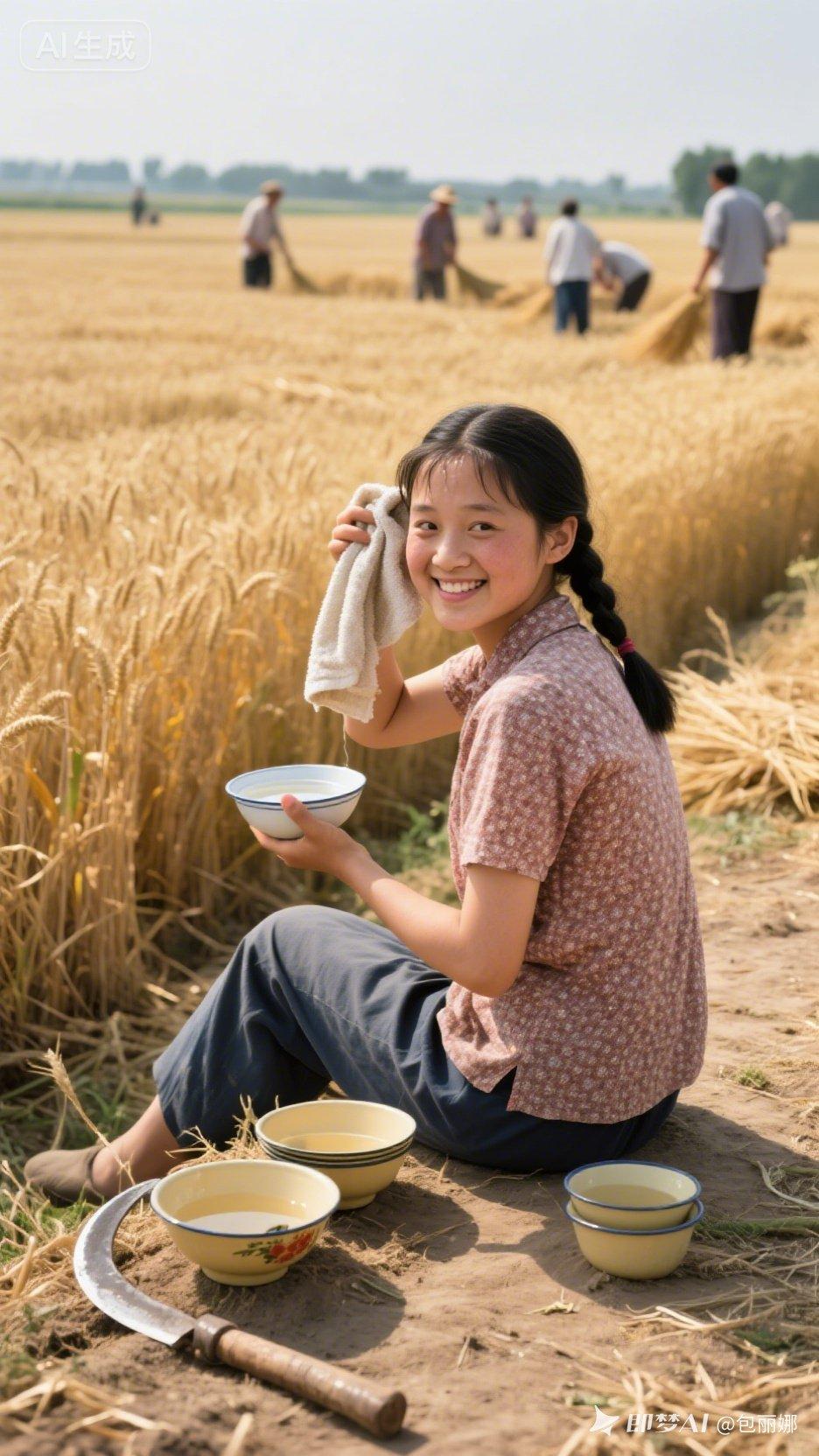 田间劳作，笑语盈盈，丰收的喜悦洋溢在每个人的心中。