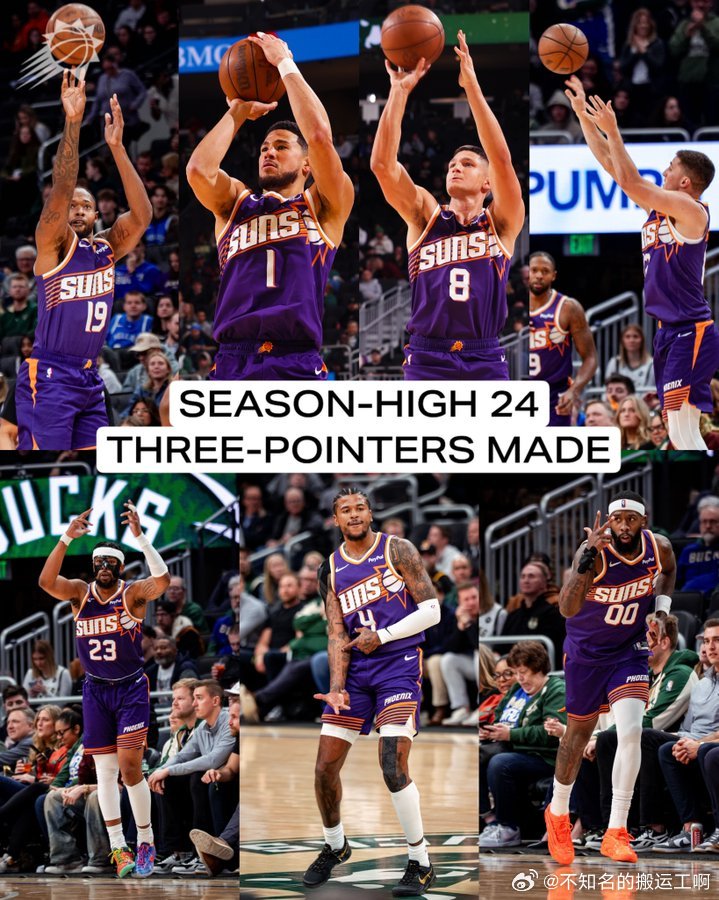 菲尼克斯太阳  太阳队今天投中赛季新高的24记三分📝 