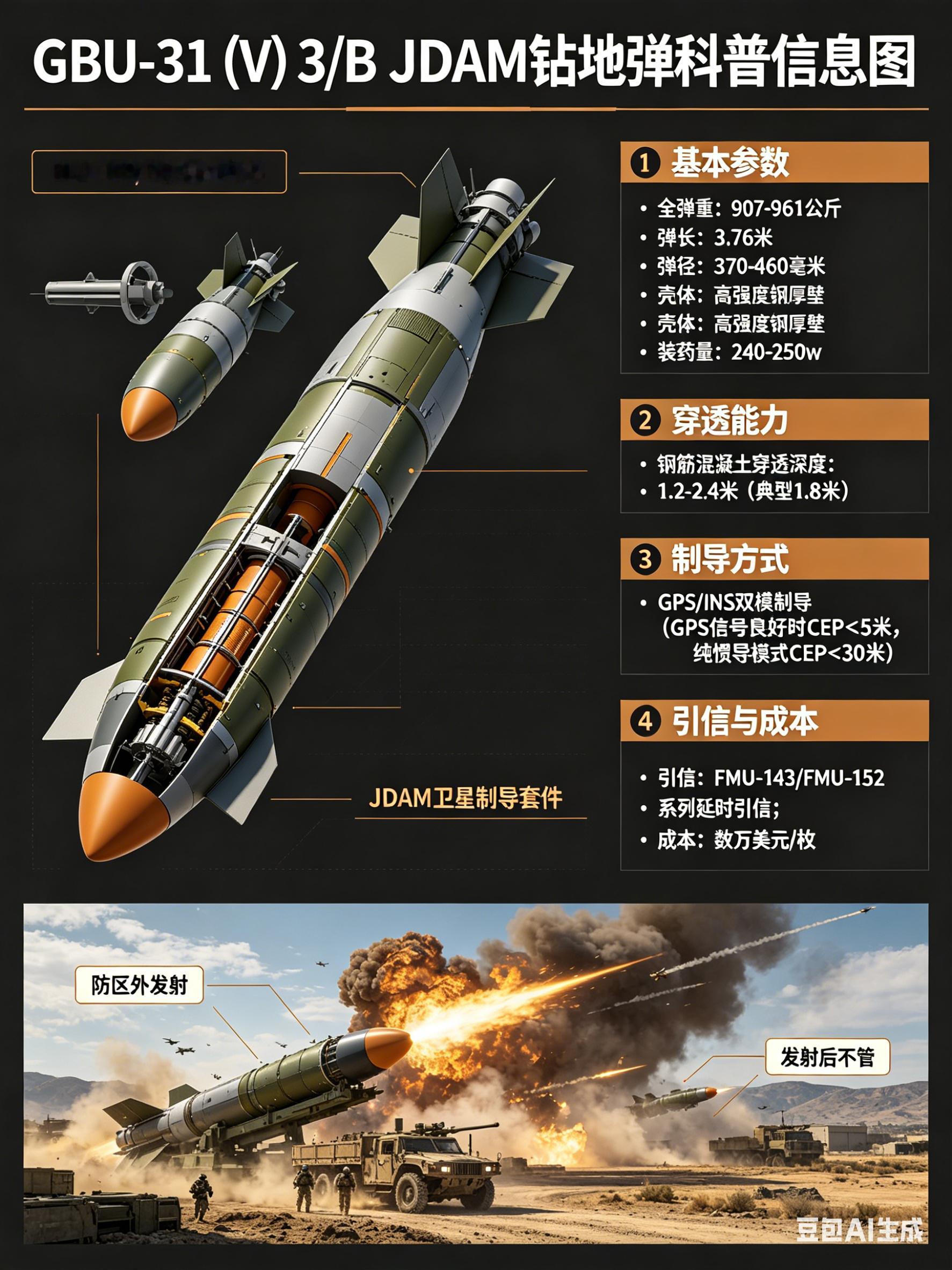 军事ai新视野 GBU-31 (V) 3/B JDAM 钻地弹GBU-31 (V
