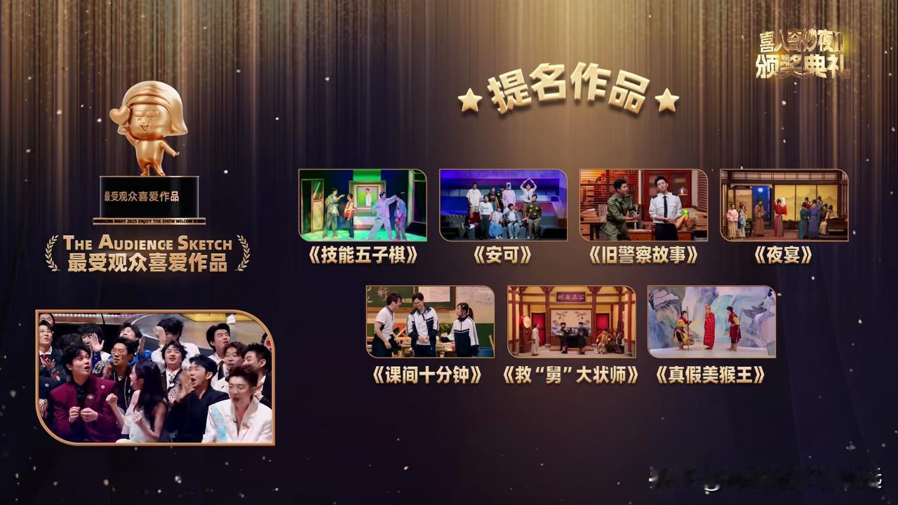 《喜人奇妙夜》第二季评奖让人看不懂，尤其是“最受观众喜爱作品”奖，连《课间十分钟