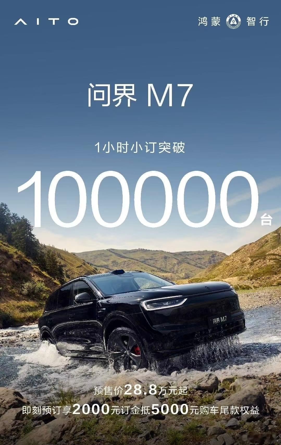 问界M7一小时小订突破10万台，你身边有人晒单吗？ ​​​