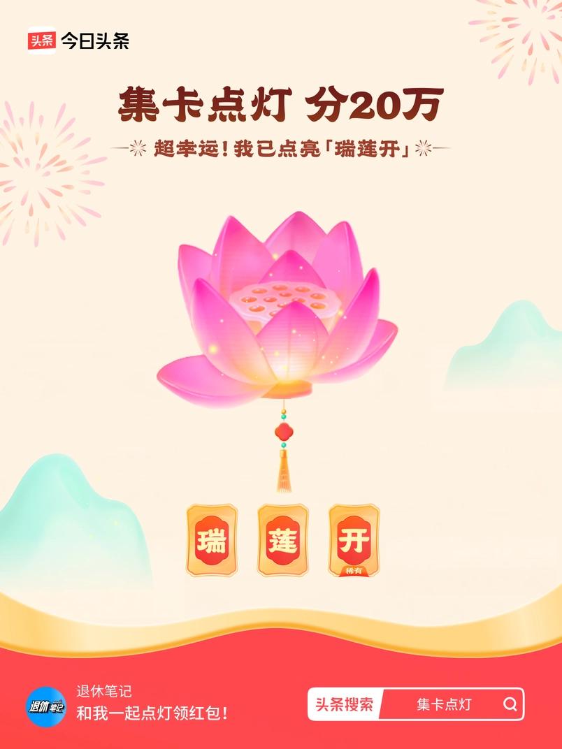 集卡领红包我正在参加集卡点灯分20万活动，集卡最高可得2026元！我已点亮灯笼，