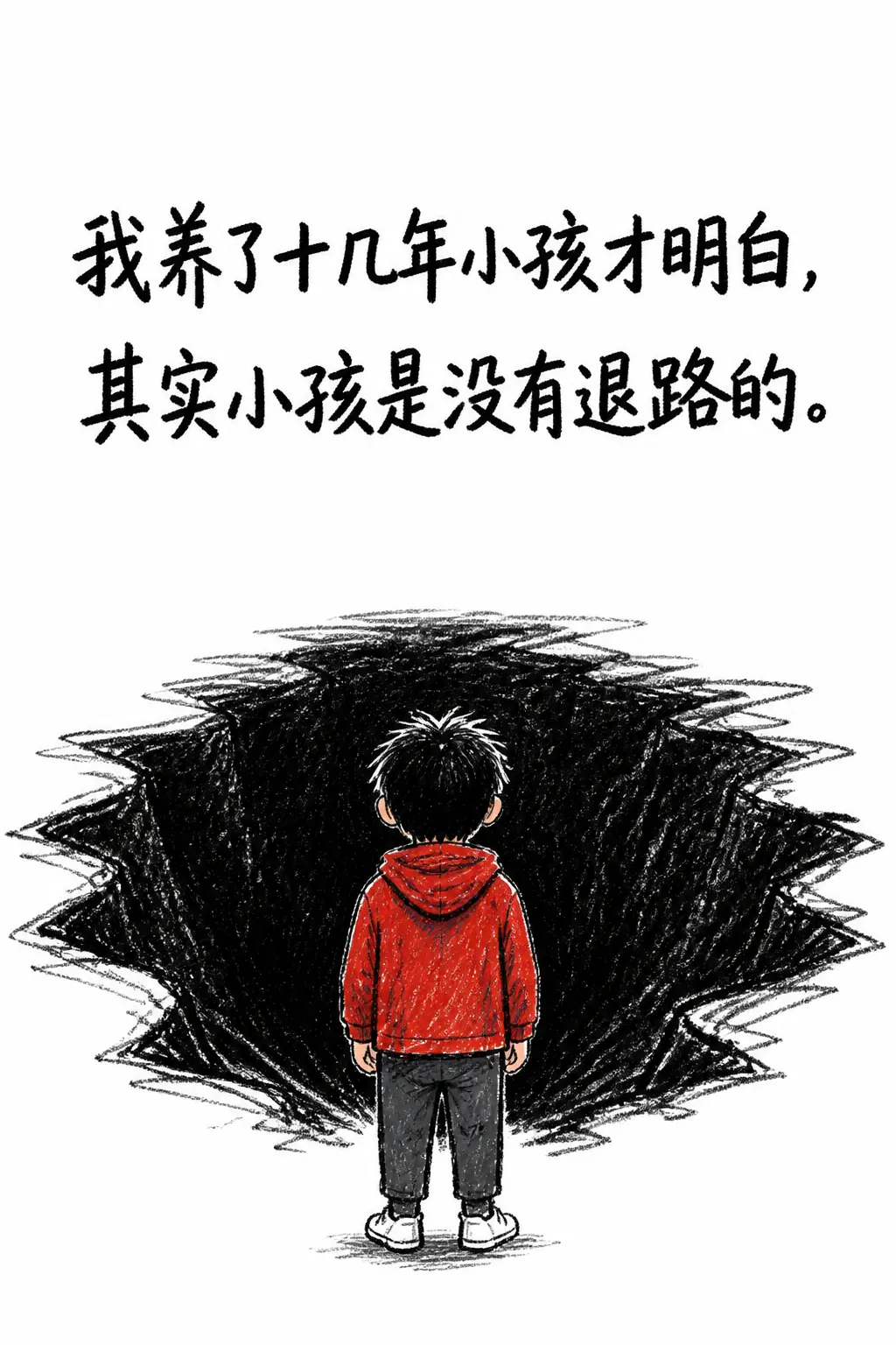 我养了十几年小孩才明白，其实小孩是没有退路的