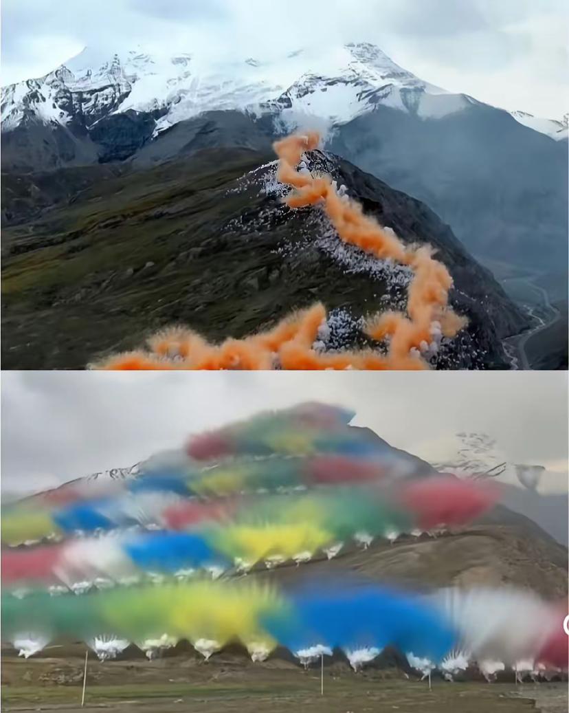 喜马拉雅山脉海拔5500米燃放烟花引发广泛关注，始祖鸟与艺术家蔡国强合作项目《升