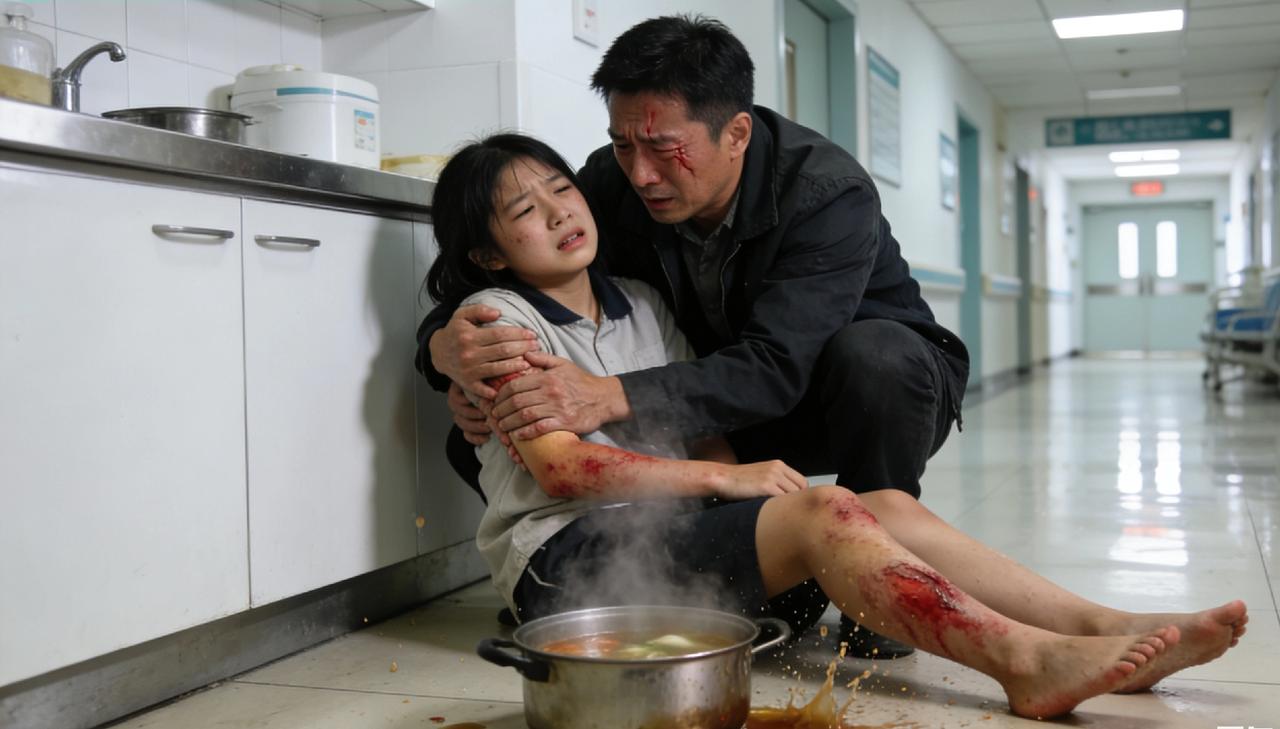 14岁女孩打翻汤锅皮开肉绽 父亲崩溃
 
近日，一则令人揪心的家庭意外在网上流传
