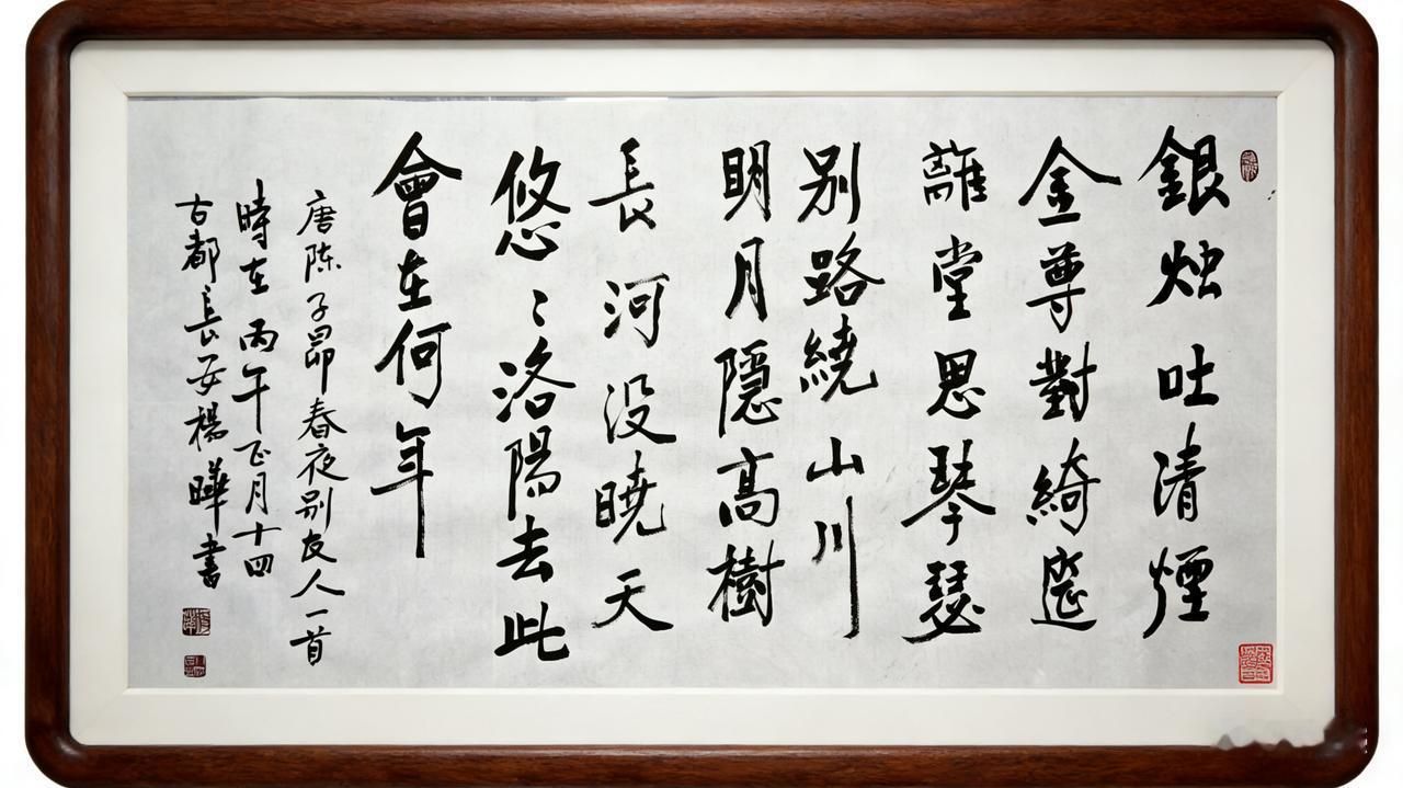 评杨晔行书作品《春夜别友人》这件由长安书家杨晔于丙午新春创作的行书作品，以唐陈子