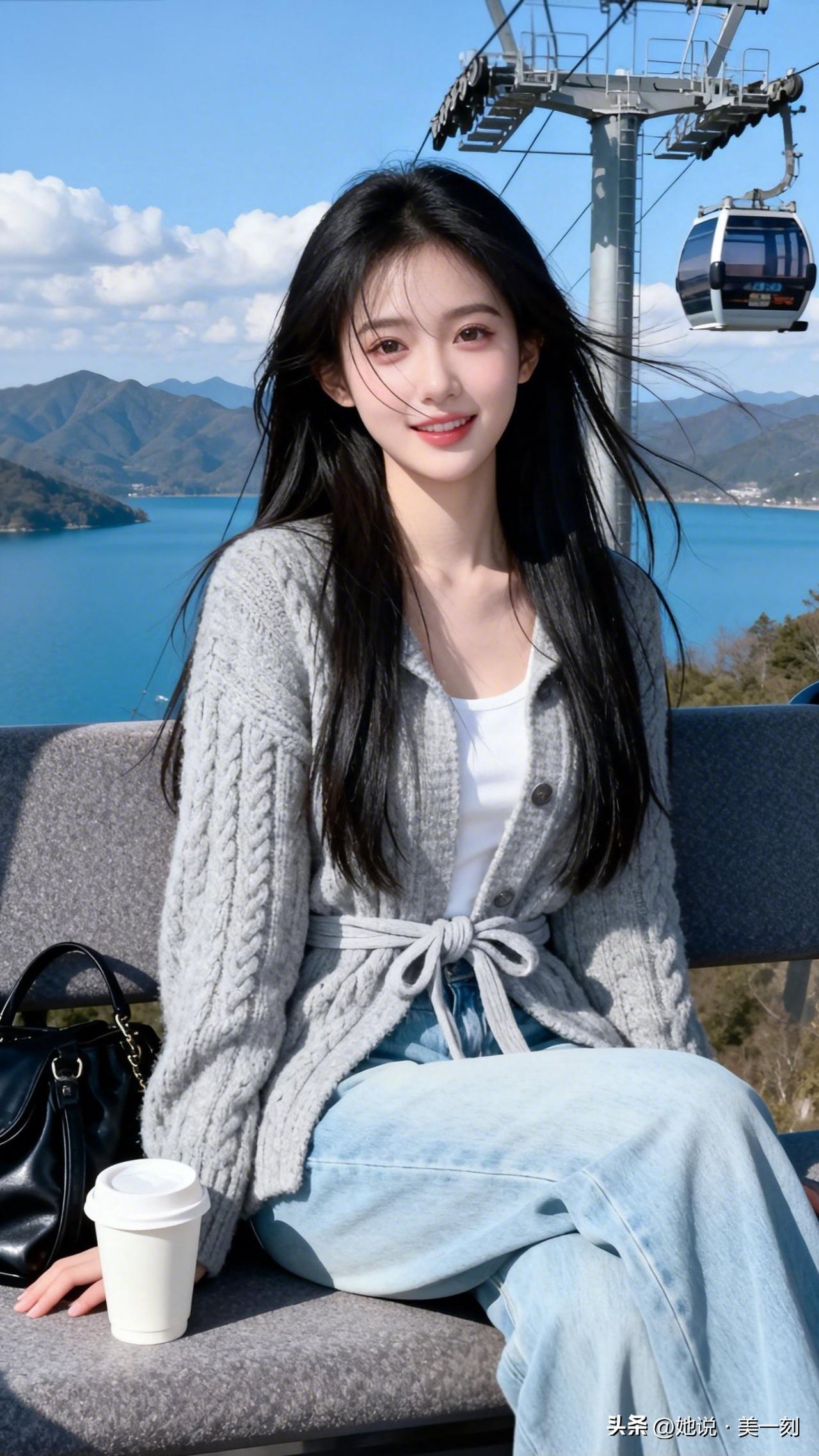 🌿 在山顶咖啡馆享受阳光，心情美滋滋！😊🌞