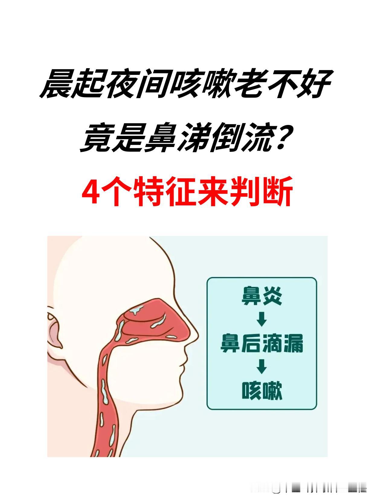 晨起夜间咳嗽老不好，竟是鼻涕倒流？4个特征来判断！
 
有鼻炎的朋友可能常常碰见