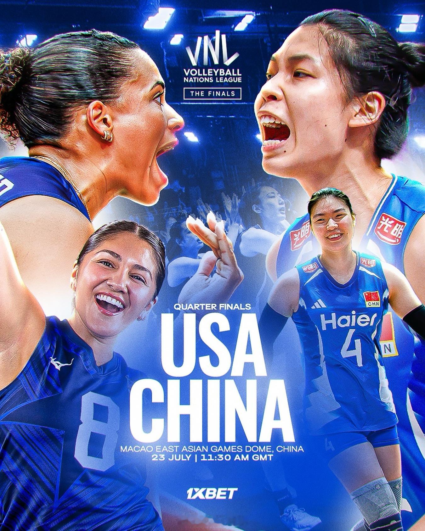 2026世界女排联赛 澳门总决赛四分之一决赛美国女排vs中国女排 的比赛19:3