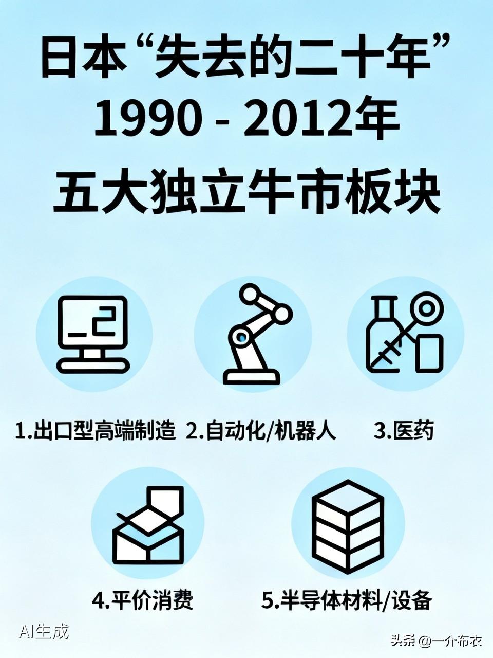 日本“失去的二十年”，那些板块迎来高速发展。
      1990–2012“失