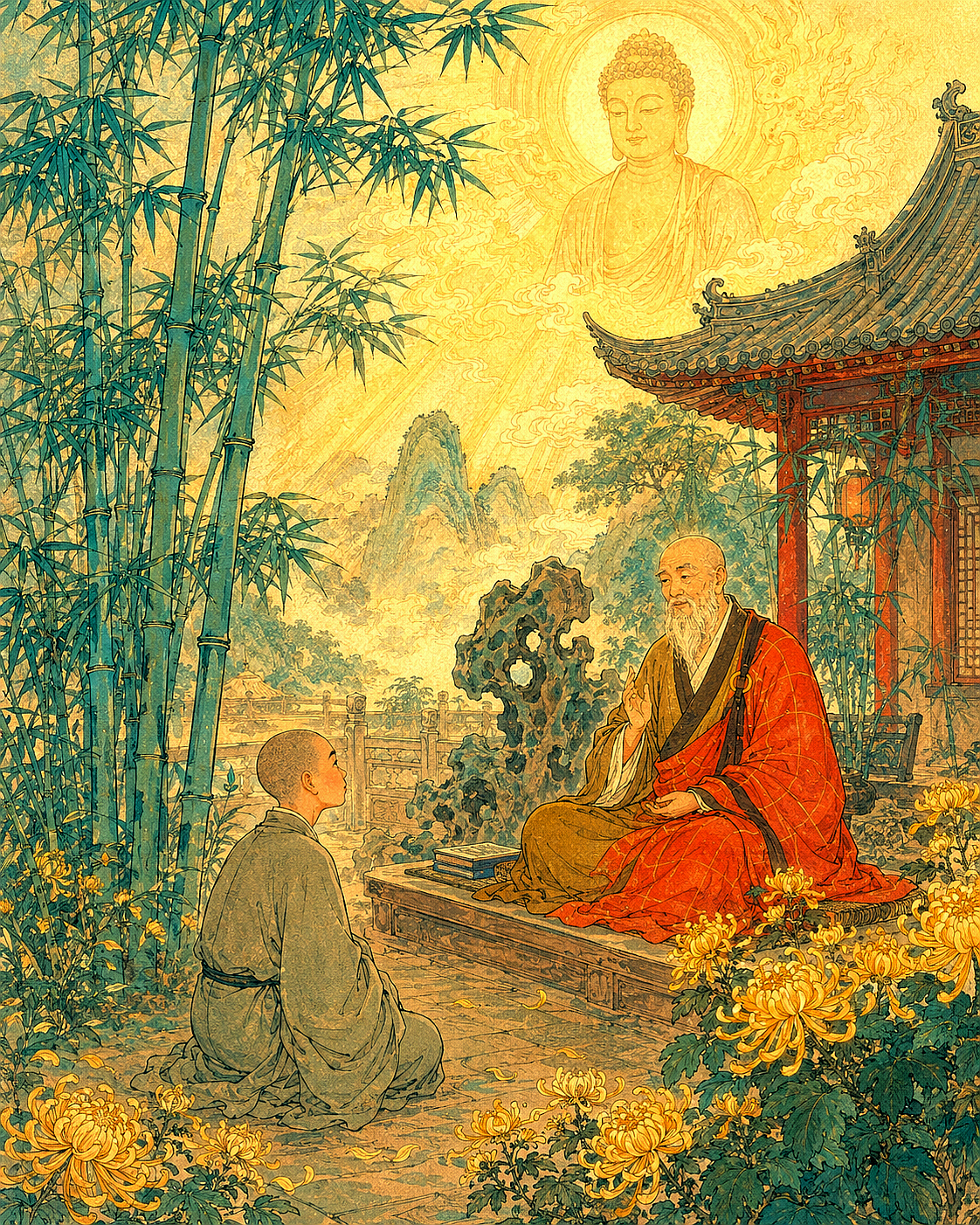 生活手记✨【一花一叶皆般若】✨慧忠和尚，俗姓冉。出家修道后居南阳白崖山，四十多年