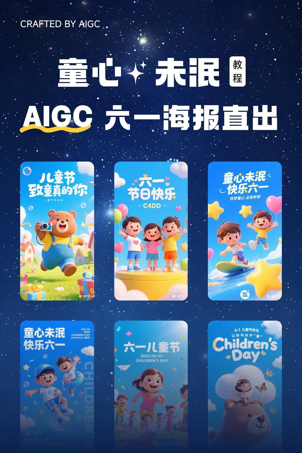 儿童节ai创造营 制作12款儿童节海报教程，附完整提示词 ​​​