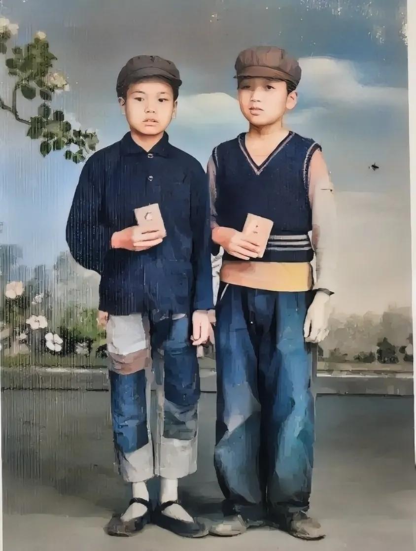 60年代，一张洋溢着纯真笑容的孩子合影，他们的衣衫显得格外引人注目。那是一件旧得