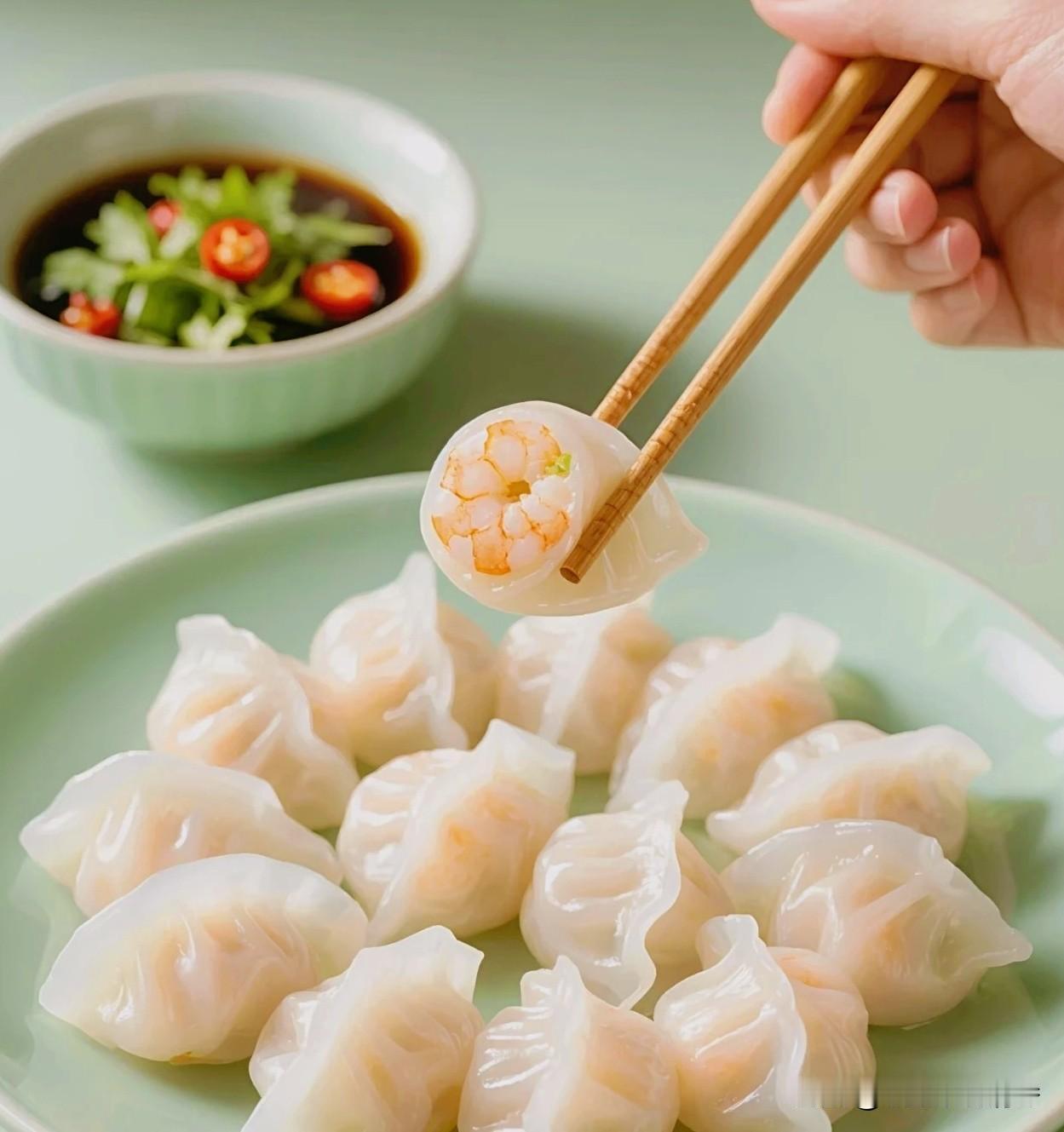 包子和吃饺子我都吃，但如果只能二选一，那么我就选饺子。
 
饺子薄薄的面皮裹着满