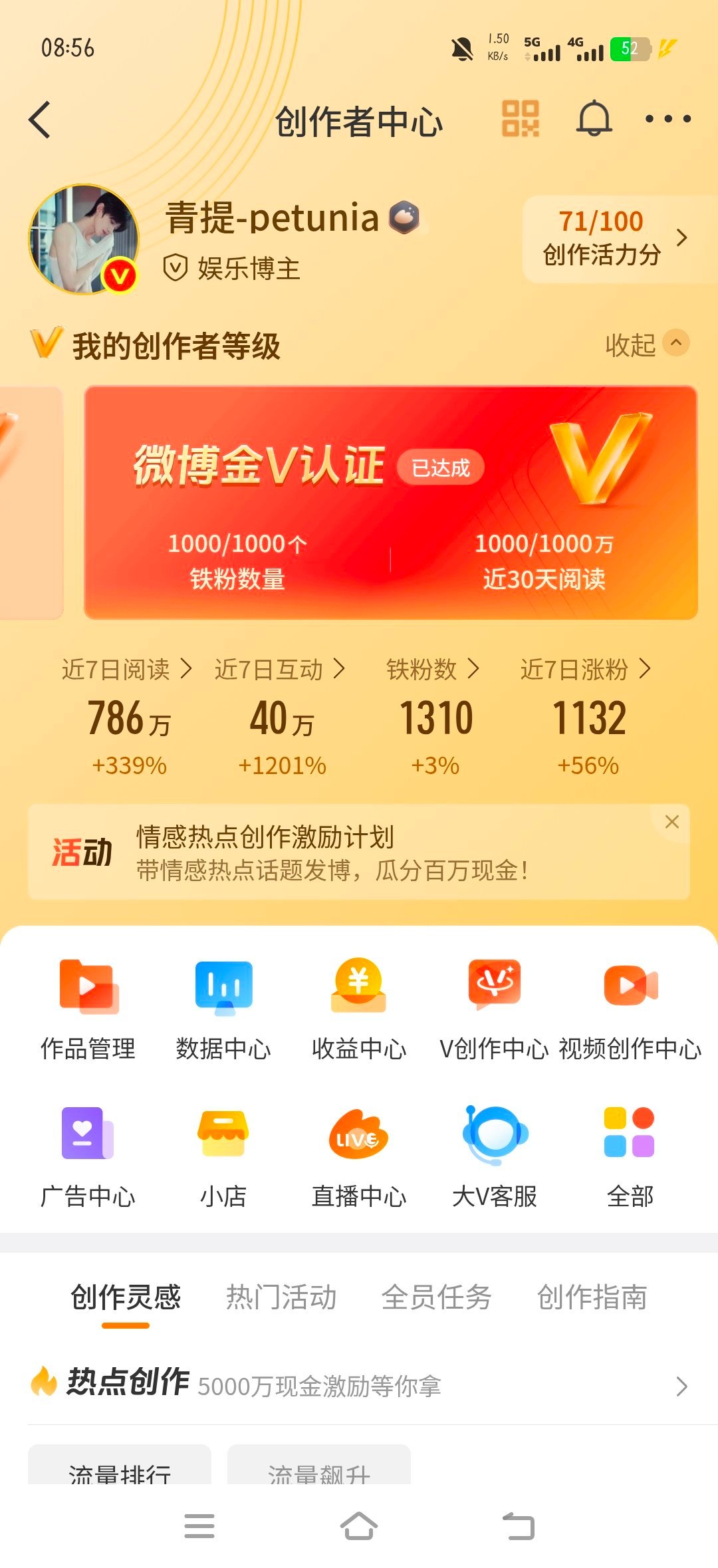ydl、互动量、铁fo、创作活力、创作官。接哪个呢^ ​​​