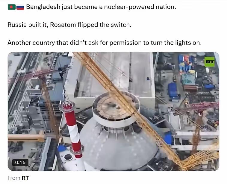 俄罗斯帮孟加拉建造的第一座核电站已经落成，即将并网发电。这是孟加拉工业化进程中的