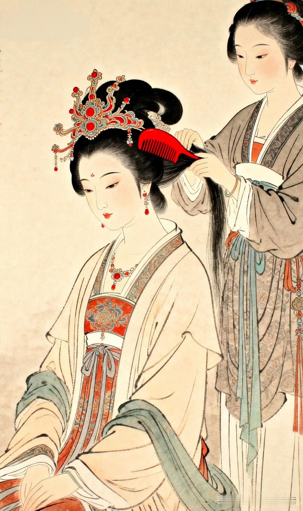红妆美人梳，玉簪映秋波。
