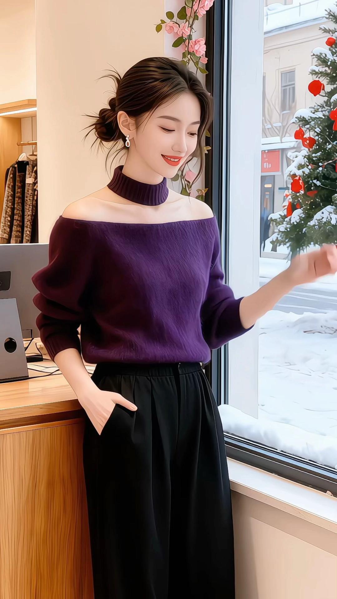 针织衫 慵懒风穿搭 气质范 毛衣 轻盈小衫