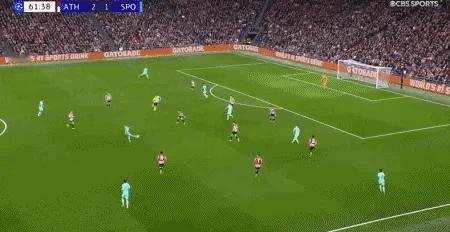 欧冠联赛阶段第8轮 毕尔巴鄂竞技2:3葡萄牙体育弗朗西斯科·特林康打入一球 