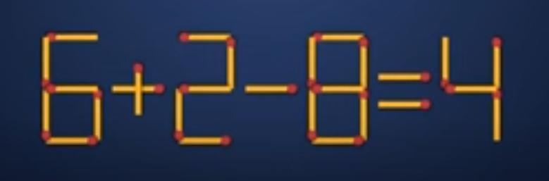 “6 + 2 - 8 = 4” 这串火柴等式，错误显而易见 ！规则超严苛：**仅