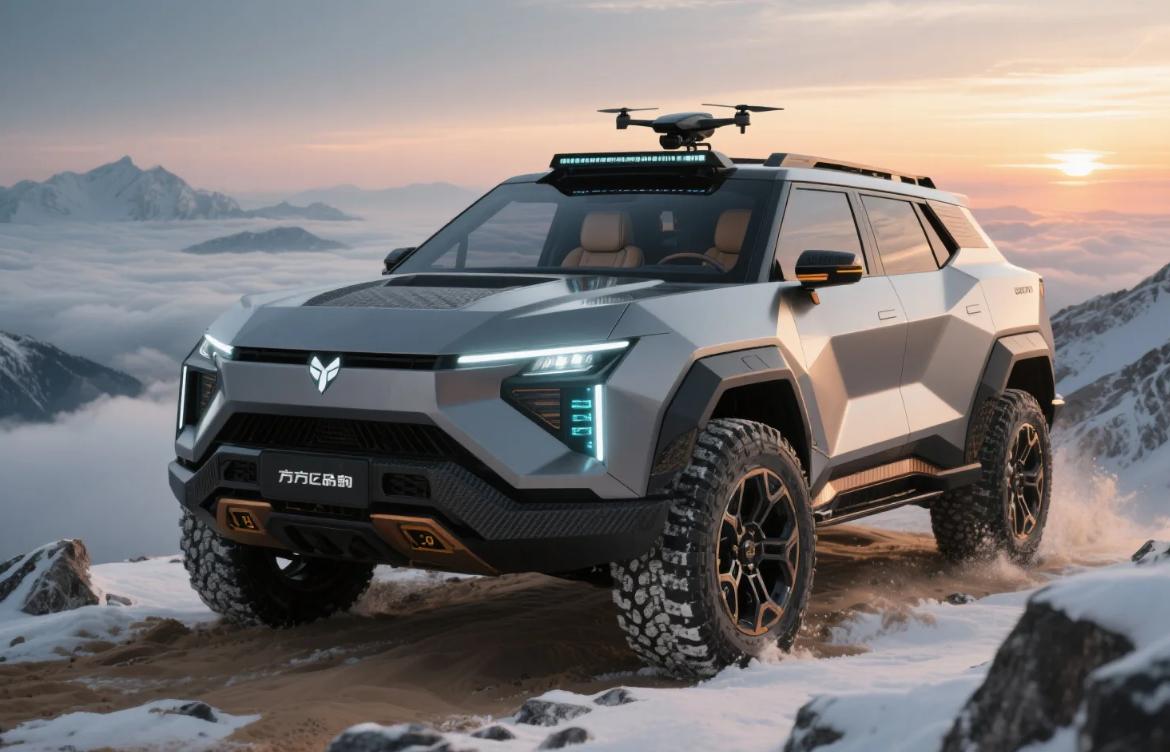 用AI生成生成一款方程豹品牌超级 SUV 的高清创意效果图，大家看看怎么样？命名