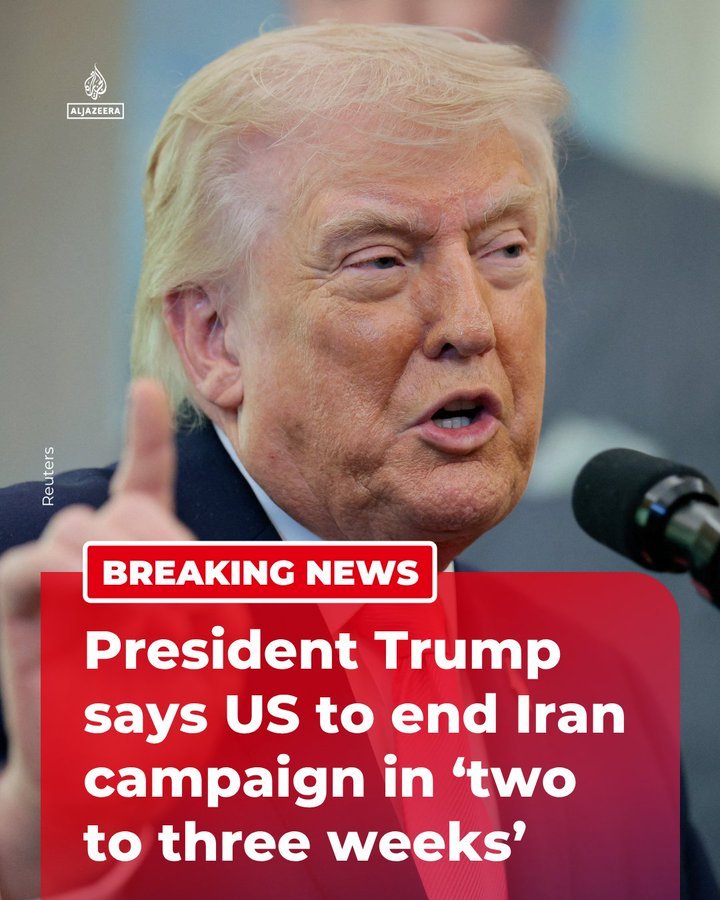 特朗普称两到三周结束战事特朗普的大嘴巴又改了口风，说两三个礼拜就可以结束战争。不