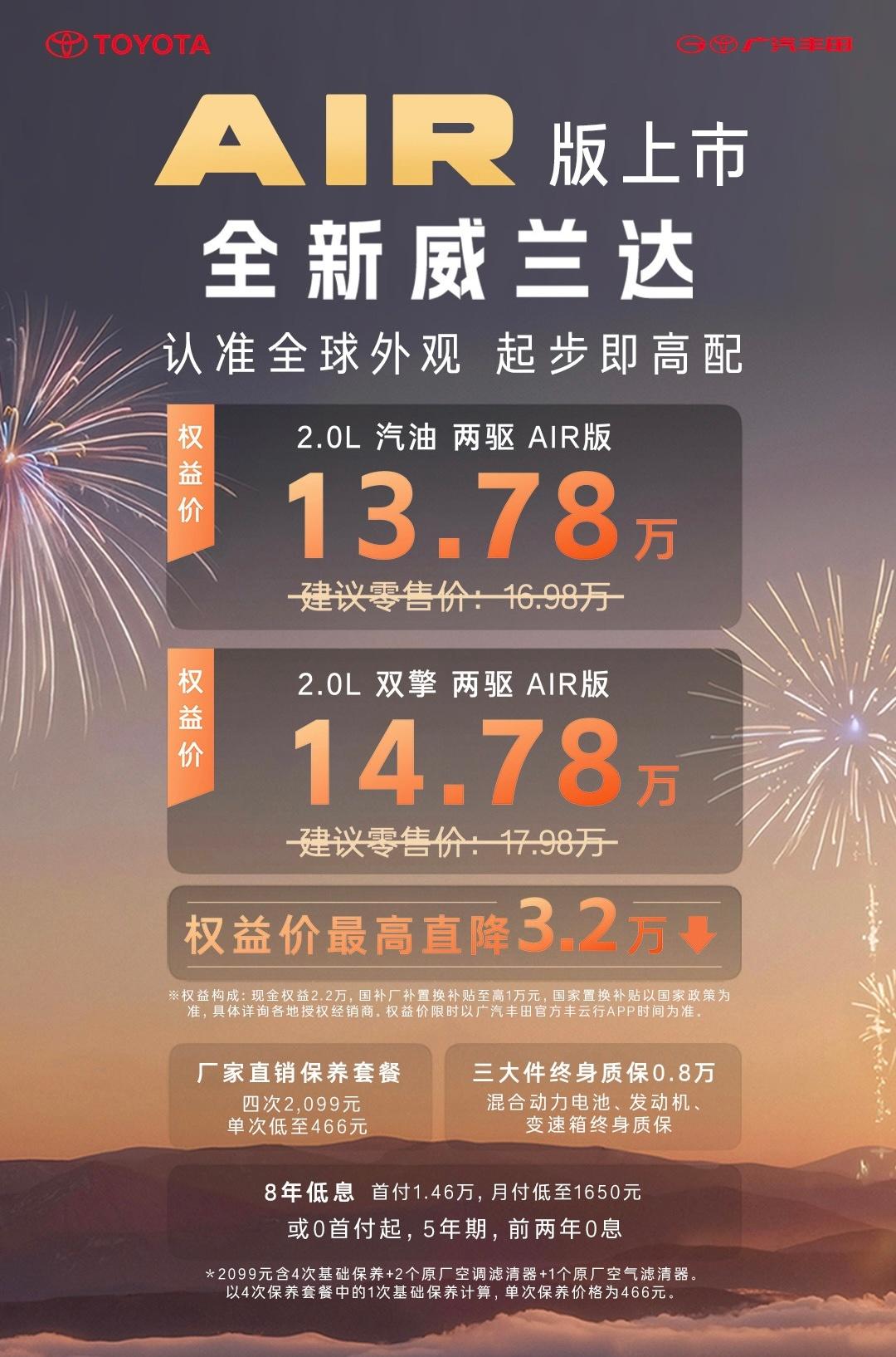 看了一下威兰达AIR版的配置，确实入门即高配，标配满血版TSS4.0智能驾驶辅助