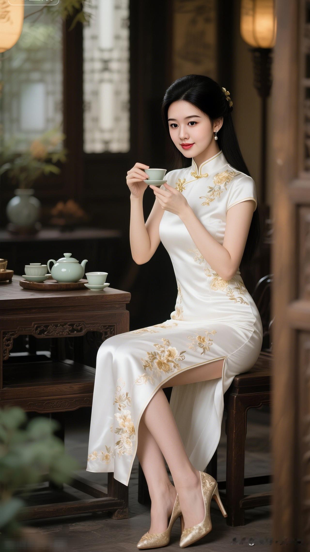 茶香袅袅，美人如画。什么样的女人容易被男人爱? 优雅旗袍，茶香满溢，东方韵味，尽