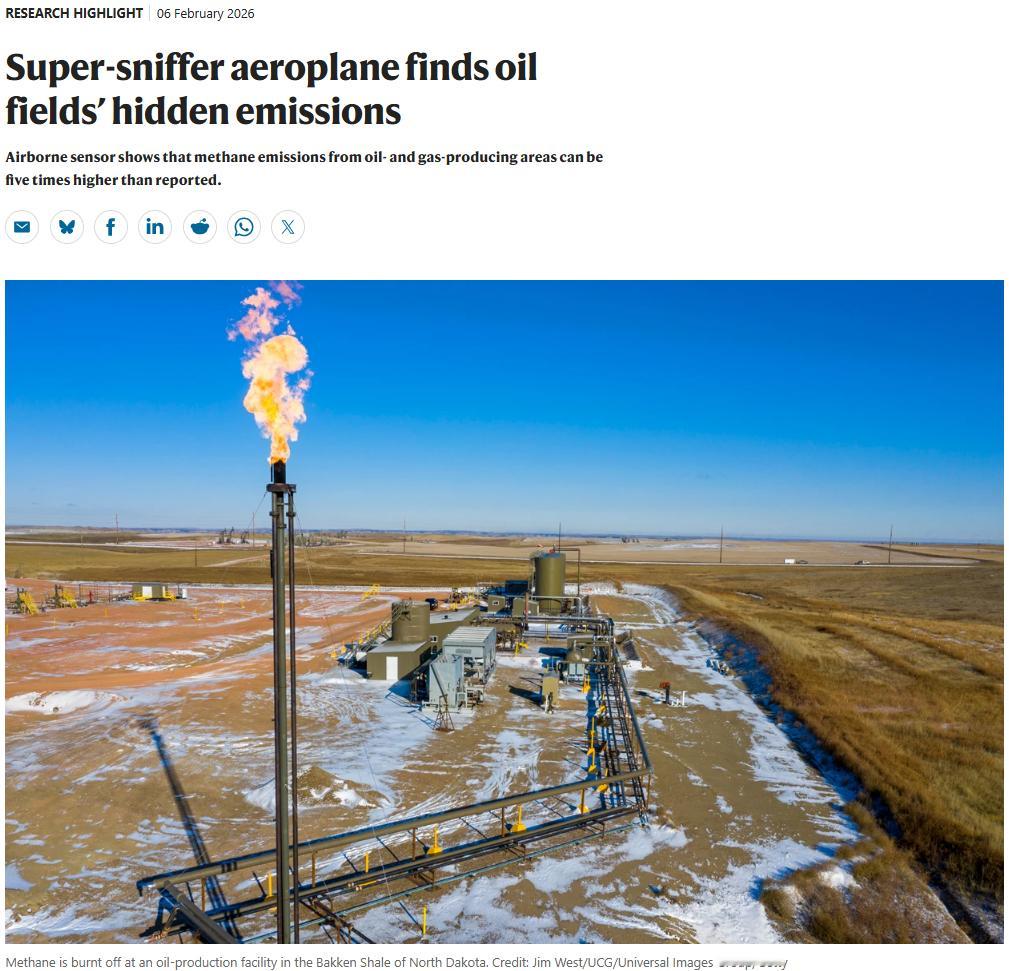 美国长期存在的“偷排”再次验证：机载传感器显示，美国天然气、石油产区的温室气体排