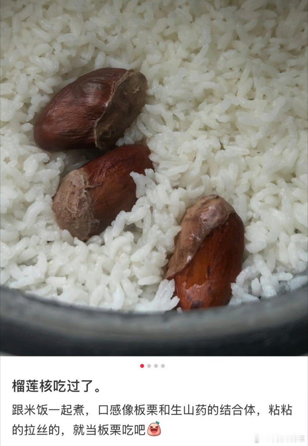 榴莲核煮饭，果然，在国内没有一样东西是不能吃的，如果有的话，只是暂时还没有发明出
