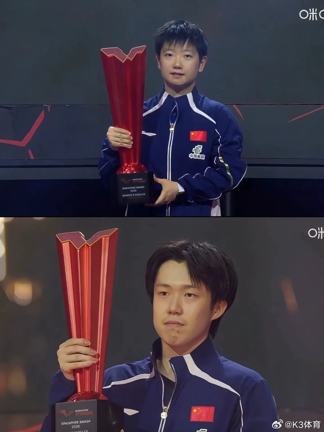 孙颖莎王楚钦的冠军合照加一WTT冠军团画风突变！🏆 新加坡大满贯得主们空降海洋