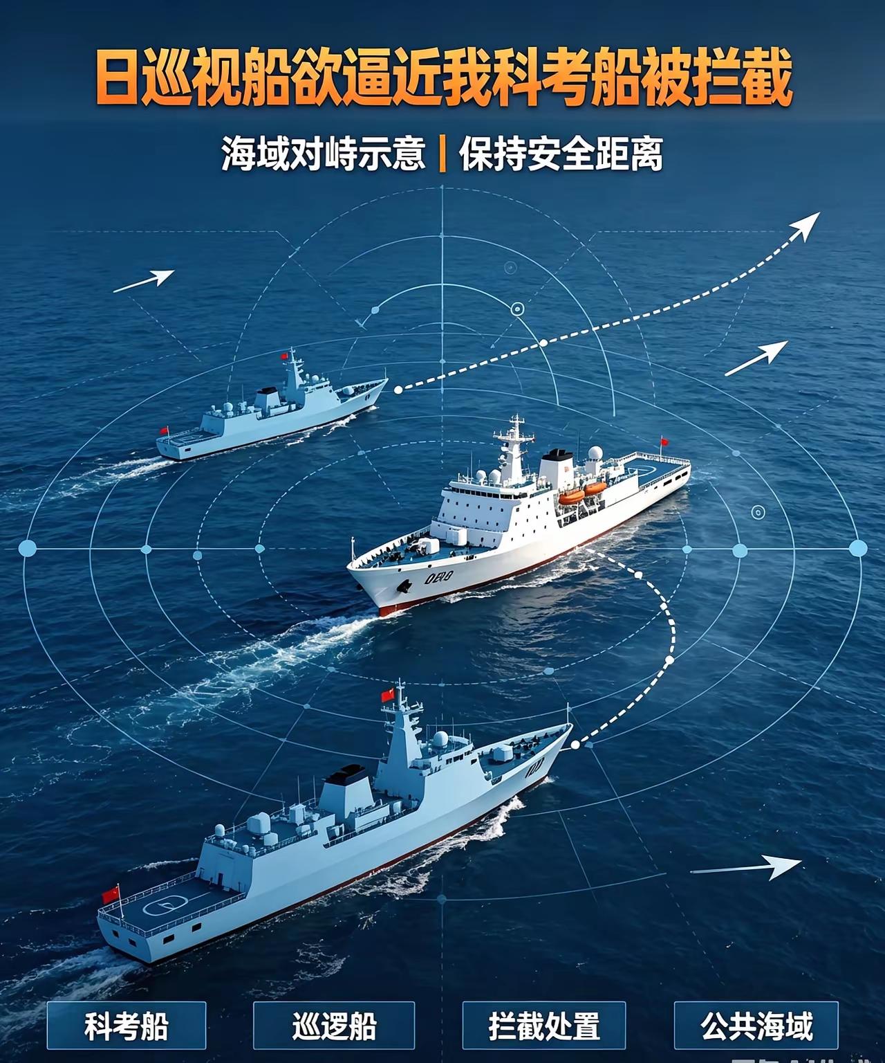 在我国台东海域，日本6000吨级春光号重型武装巡视船，恶意逼近我方蓝海201科考