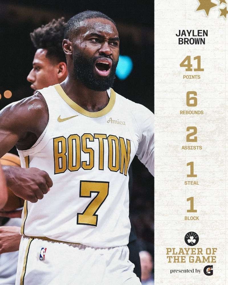 本赛季至今，杰伦已5次单场拿到40+，排在联盟第三位，仅次于东契奇7次和爱德华兹