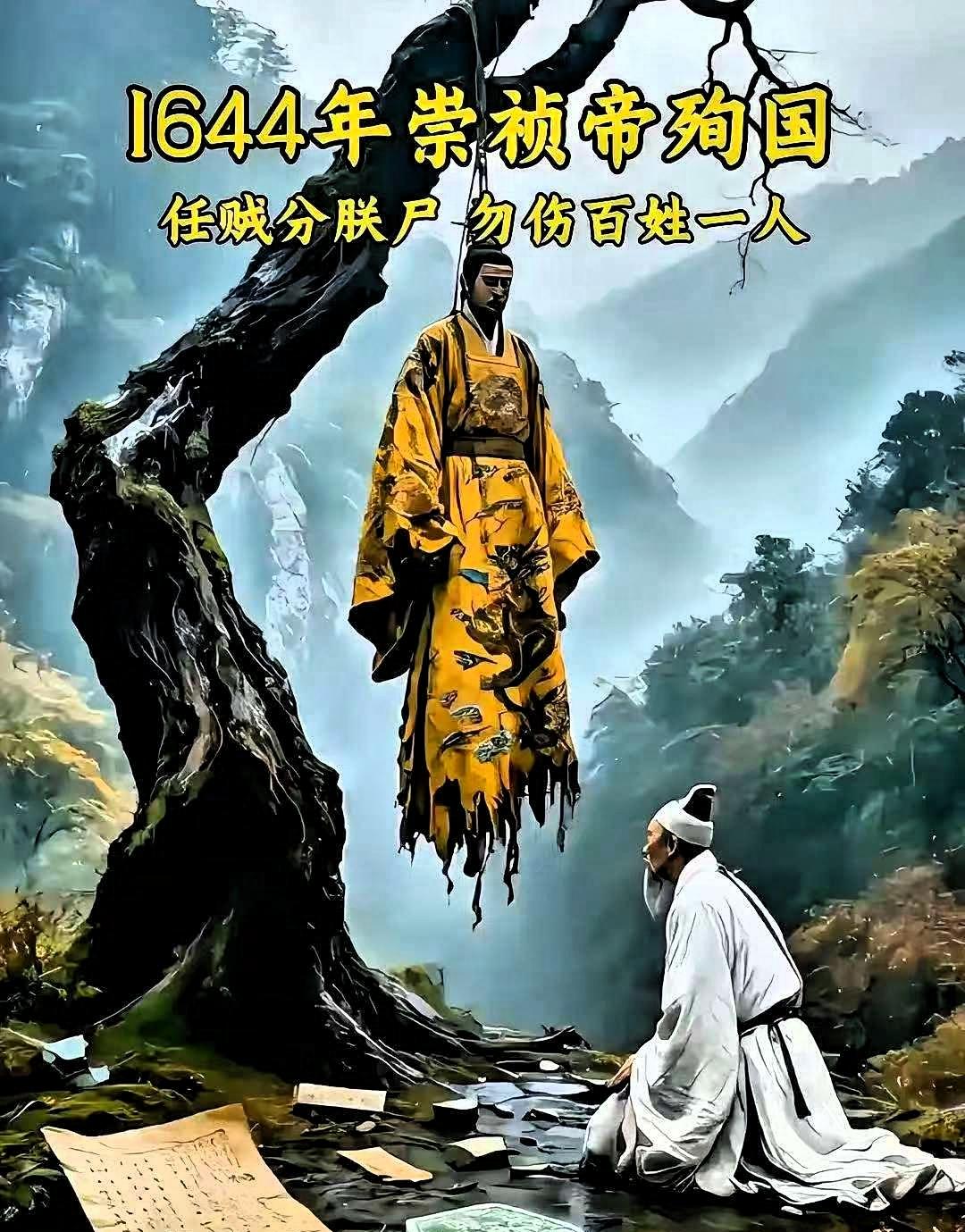崇祯吊死在煤山后，太监王承恩把他身上的龙袍扒下来，披在自己身上自缢
 
1644