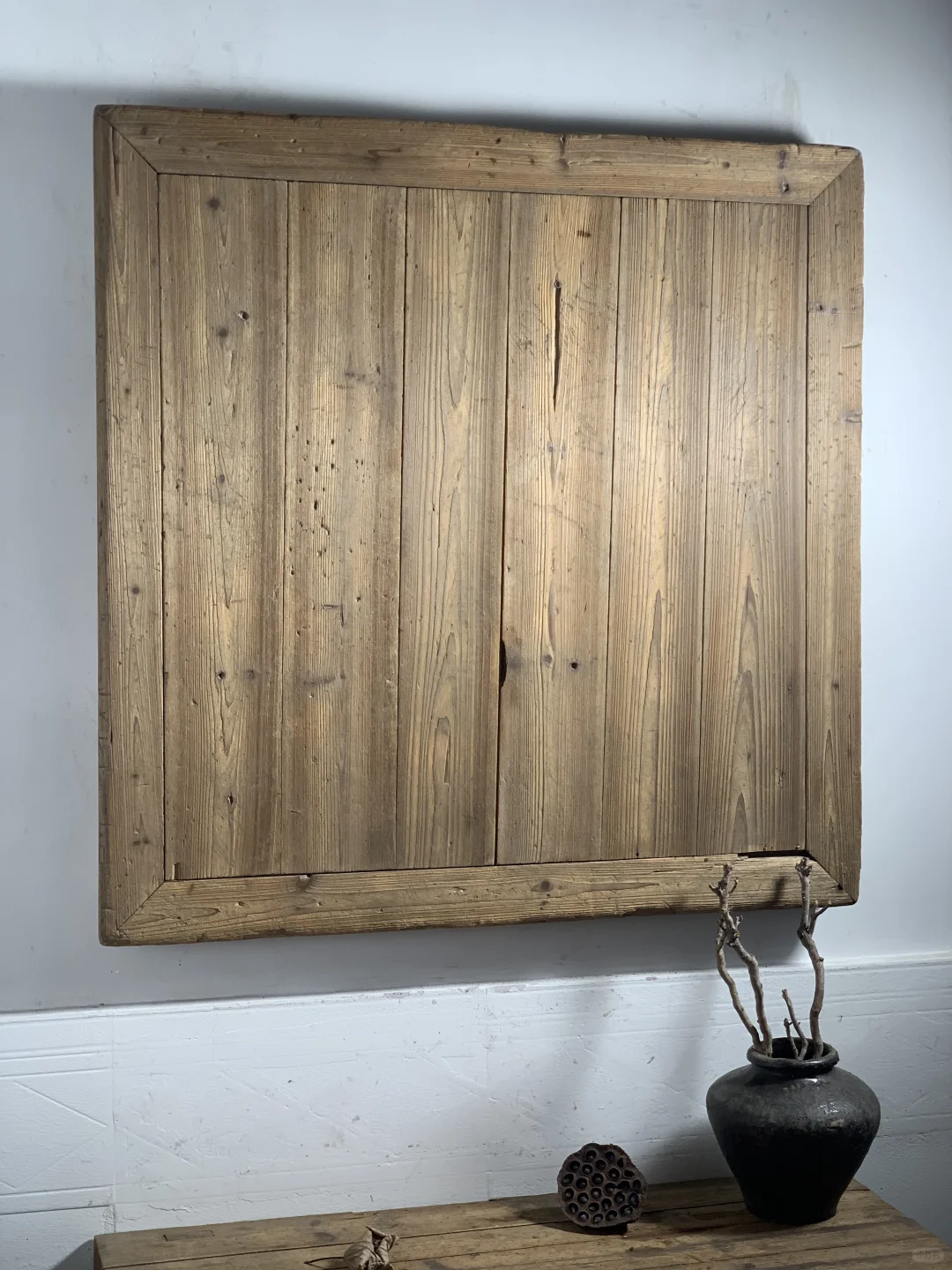 风化大桌面，纹理干净包浆佳；摄影造景道具。