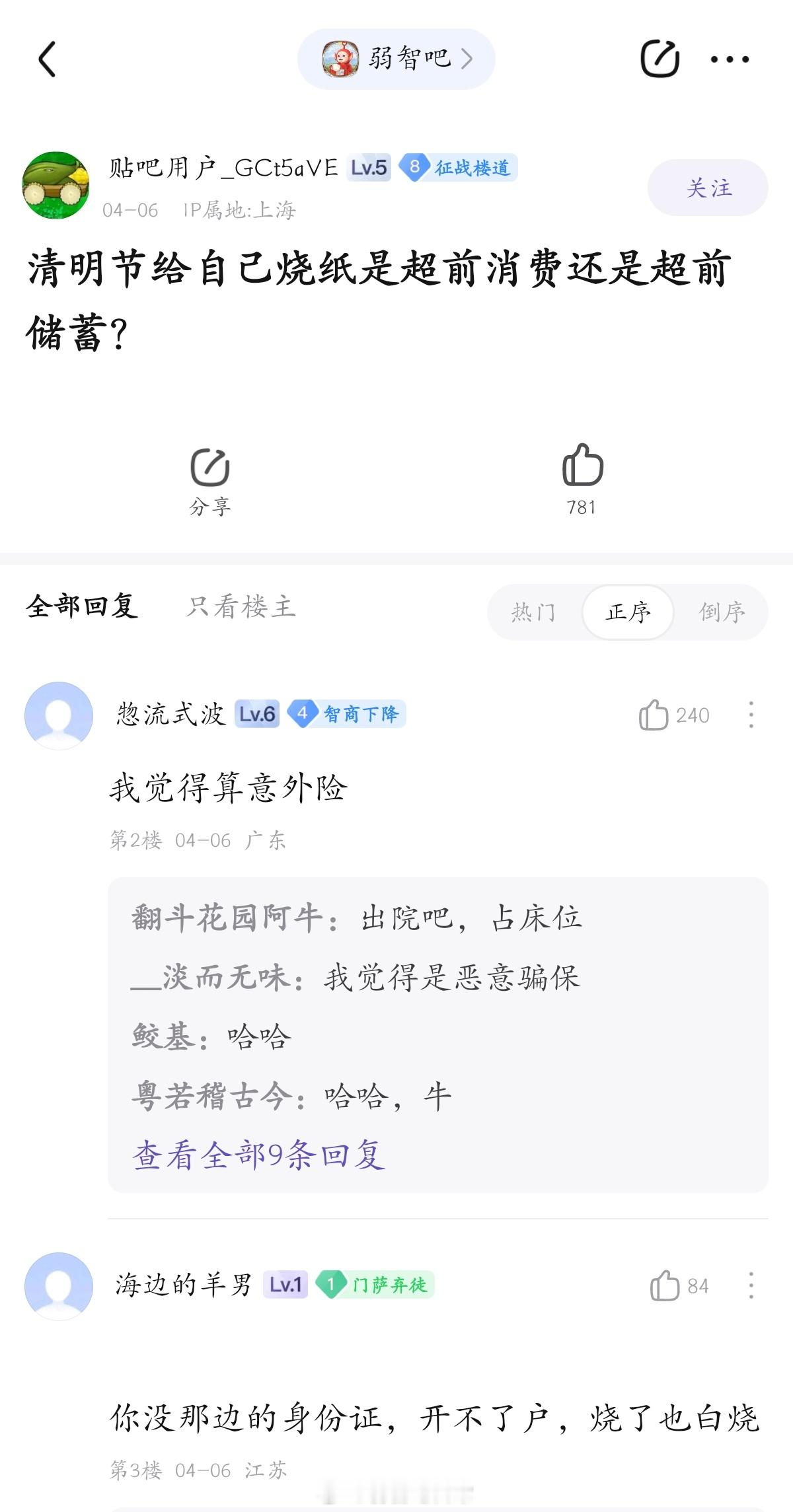 清明节给自己烧纸算什么#弱智吧日常# ​​​