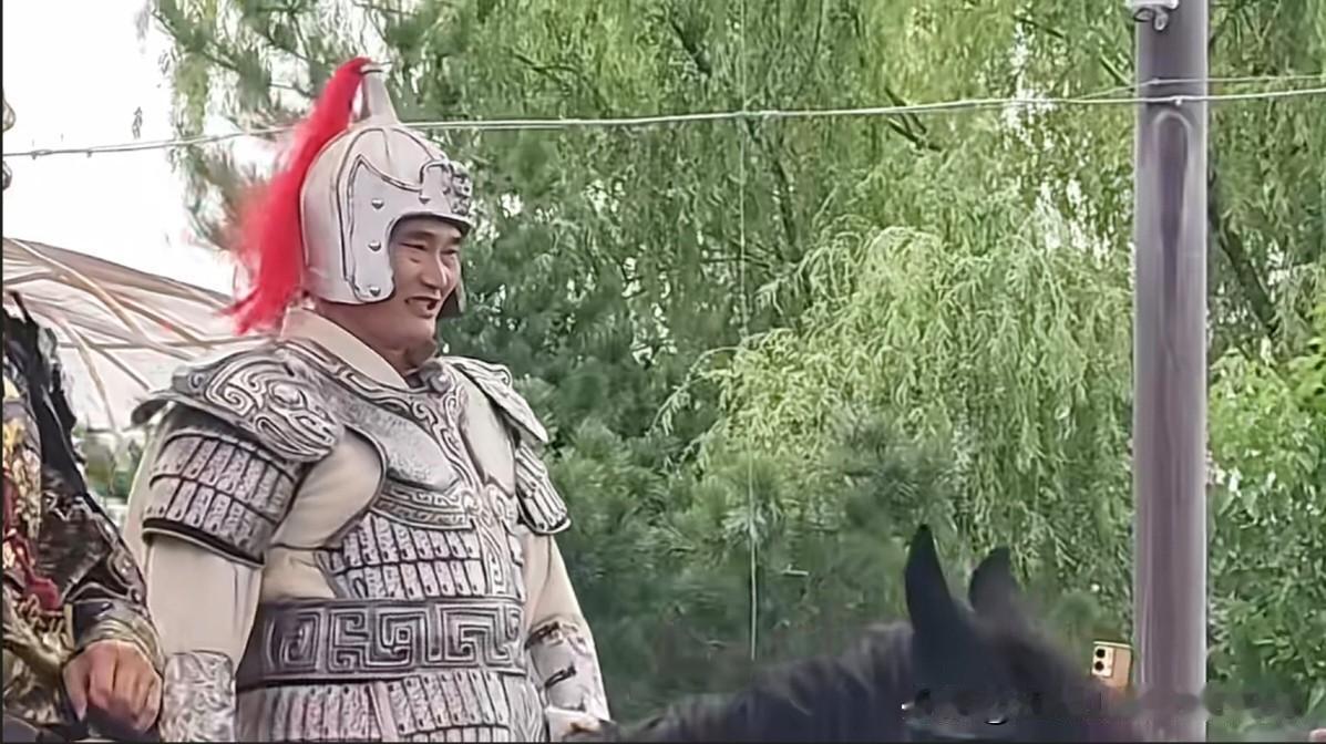 仔细看了一下，这位骑着高头大马，盔甲穿的相当板正的“将军”，居然是大衣哥。这身盔