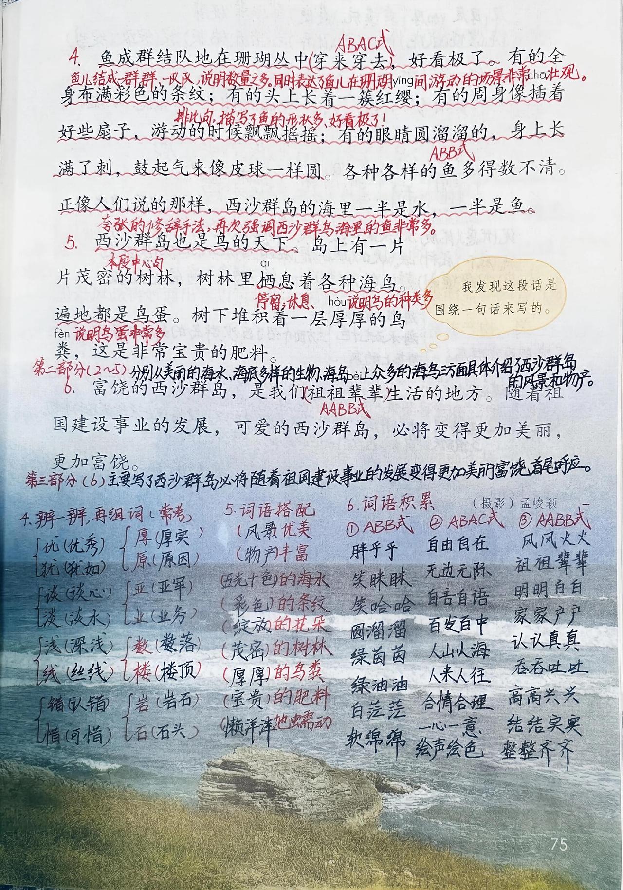 三上语文：第16课《富饶的西沙群岛》笔记