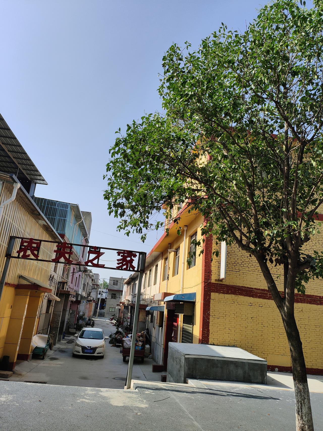 真心话茶局晴日小巷，绿树傍着黄墙老屋。农夫之家藏在市井街巷里，没有闹市的喧嚣，寻