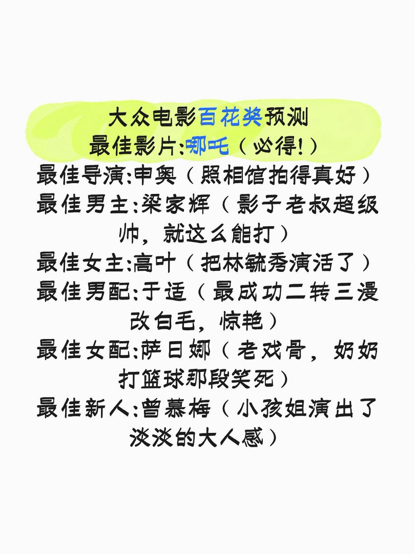 百花奖预测提名的电影我都看过，个人心中的得奖名单和获奖理由哈哈哈哈哈，希望实至名