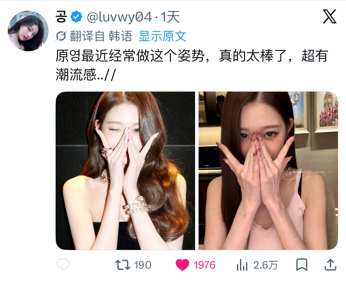 老乱最近经常做这个动作✌🏻✌🏻被指出来之后莫名有点中二的感觉都戴着宝格丽大珠
