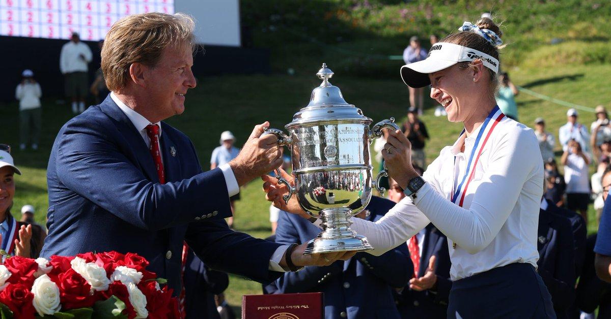 [To learn English]
Nelly Korda drained a